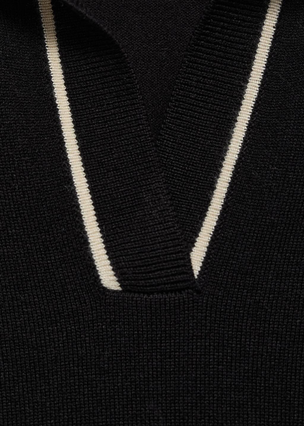 Black Polo-Neck Sweater With Contrasting Trims, , large image number 1