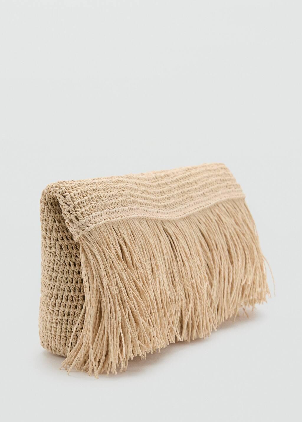 Beige Natural Fibre Handbag With Fringes, 0201_08, large image number 0