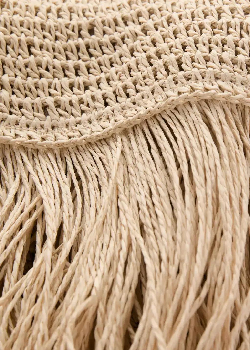 Beige Natural Fibre Handbag With Fringes, 0201_08, large image number 1