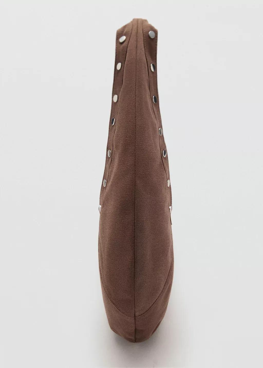 DARK BROWN Oval studded shoulder bag, Dark Brown, medium