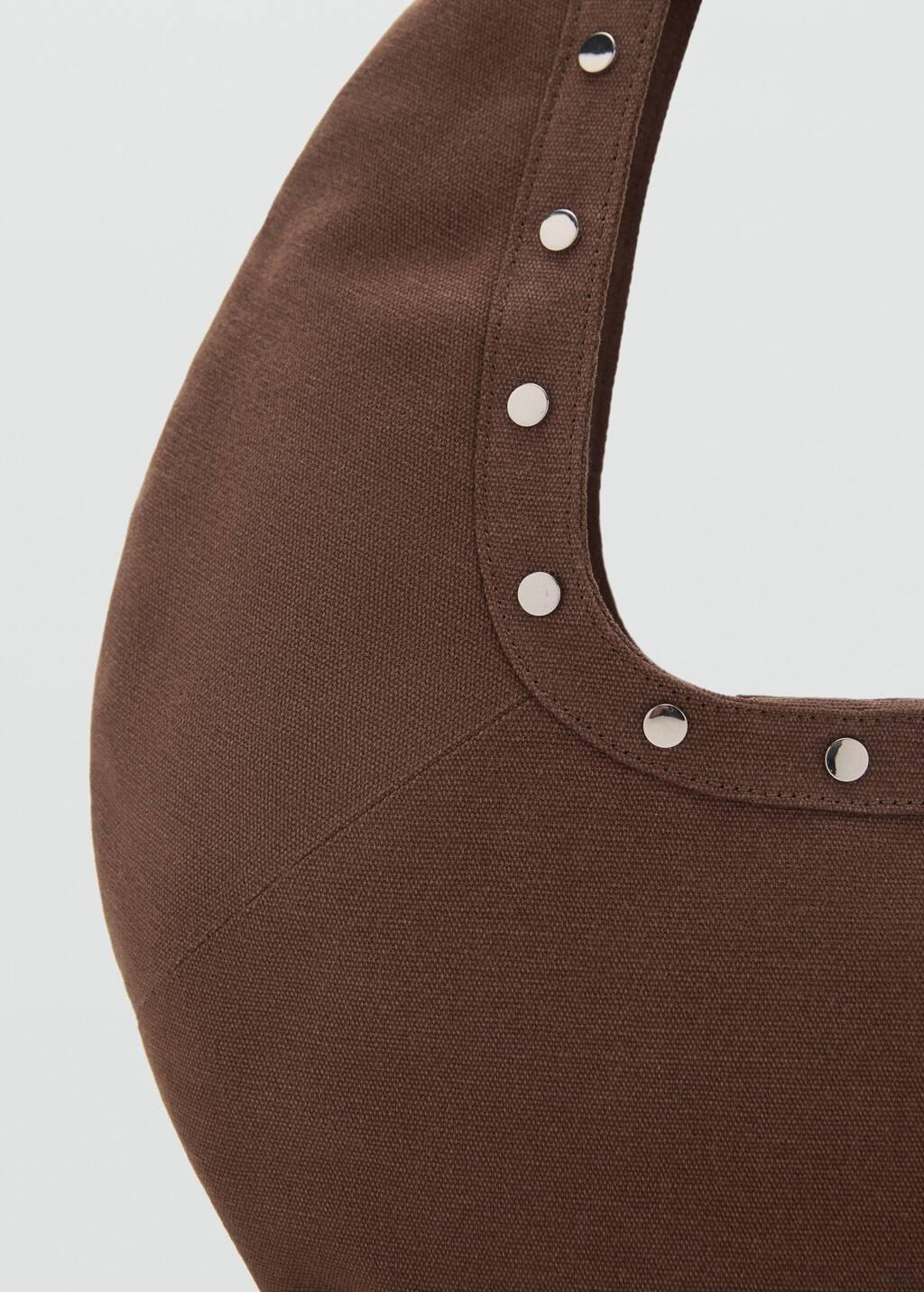 DARK BROWN Oval studded shoulder bag, Dark Brown, large image number 2
