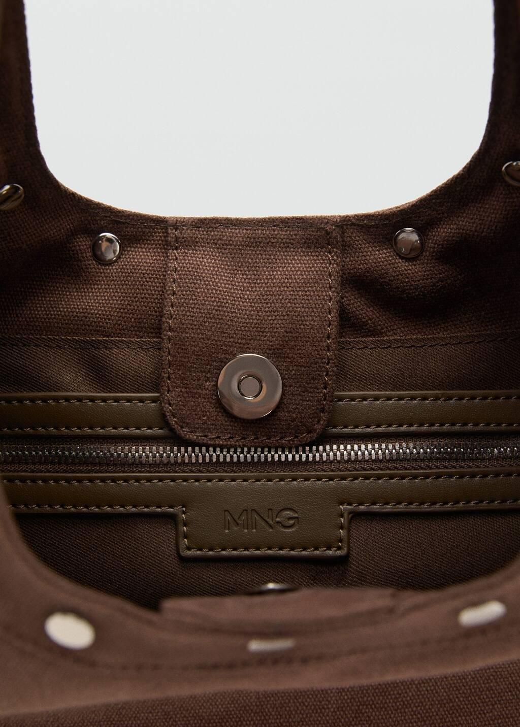 DARK BROWN Oval studded shoulder bag, Dark Brown, large image number 4