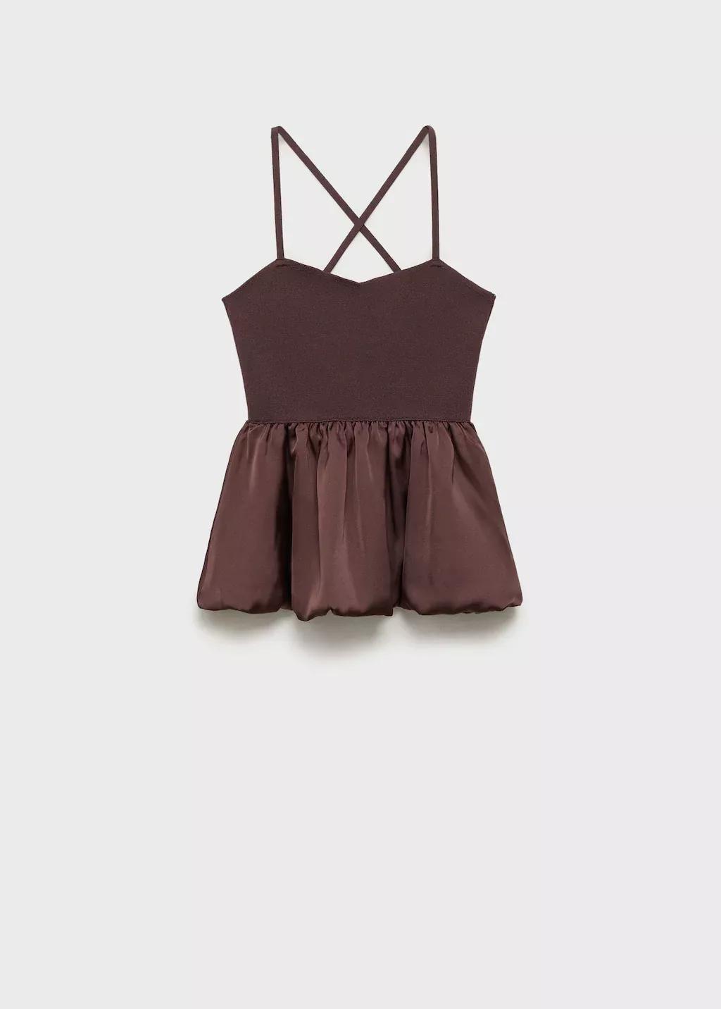 BROWN Combined fabric top with crossed back, Brown, large image number 4