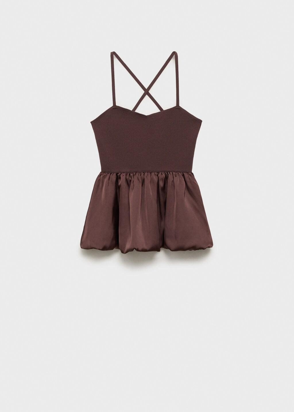 BROWN Combined fabric top with crossed back, Brown, large image number 7