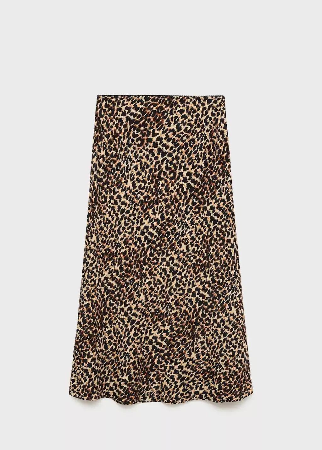 Brown Animal-Print Midi-Skirt, , large image number 0