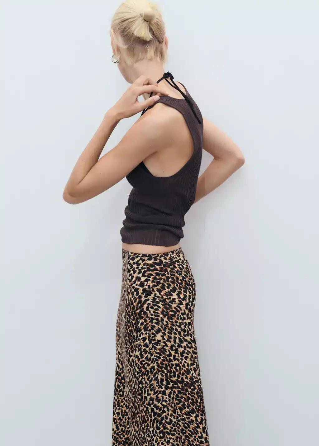 Brown Animal-Print Midi-Skirt, 0201_30, large image number 2