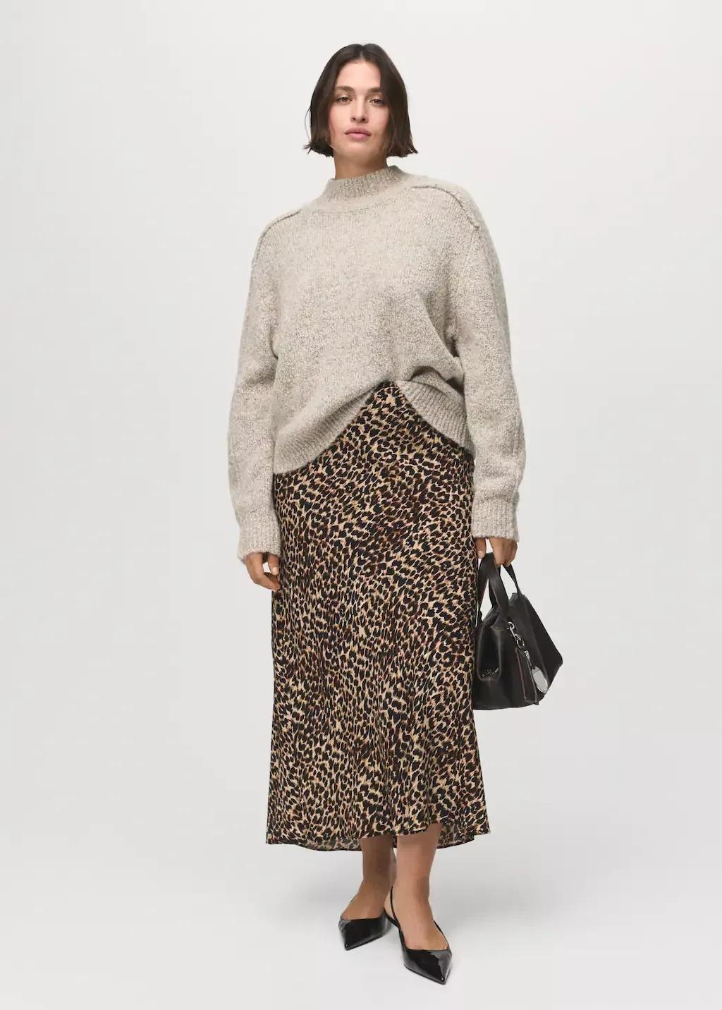 Brown Animal-Print Midi-Skirt, 0201_30, large image number 3