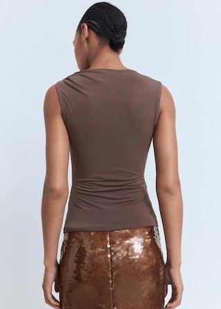 Brown Lurex Knitted Top With Crossed Back, , large image number 4