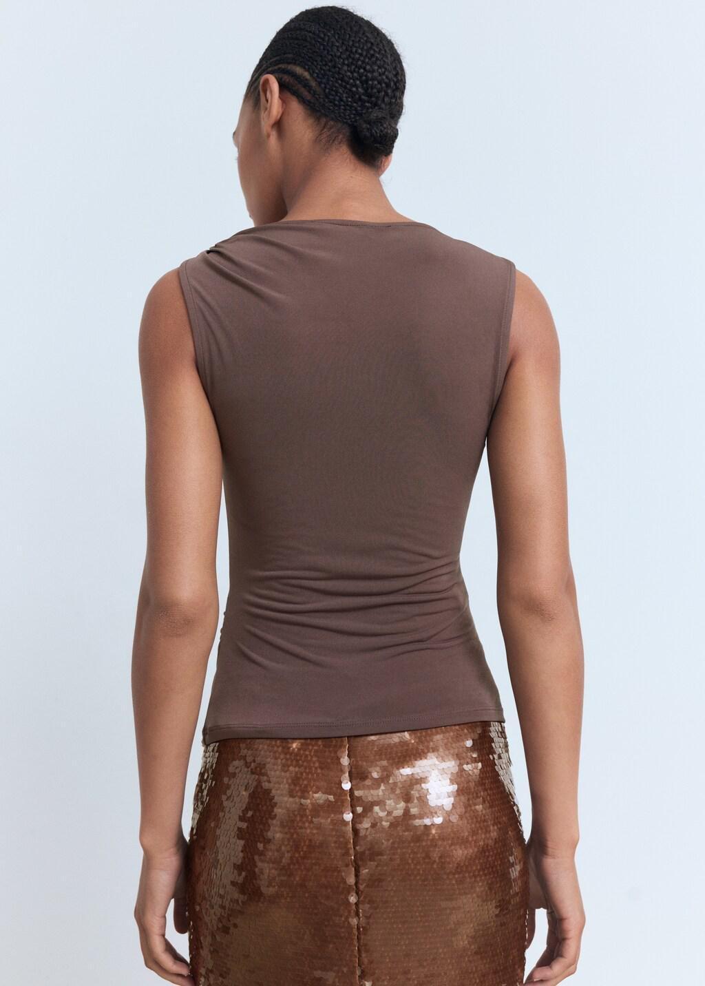 Brown Lurex Knitted Top With Crossed Back, , large image number 5