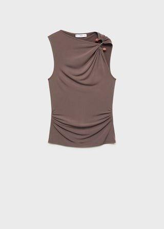 Brown Lurex Knitted Top With Crossed Back, , large image number 8