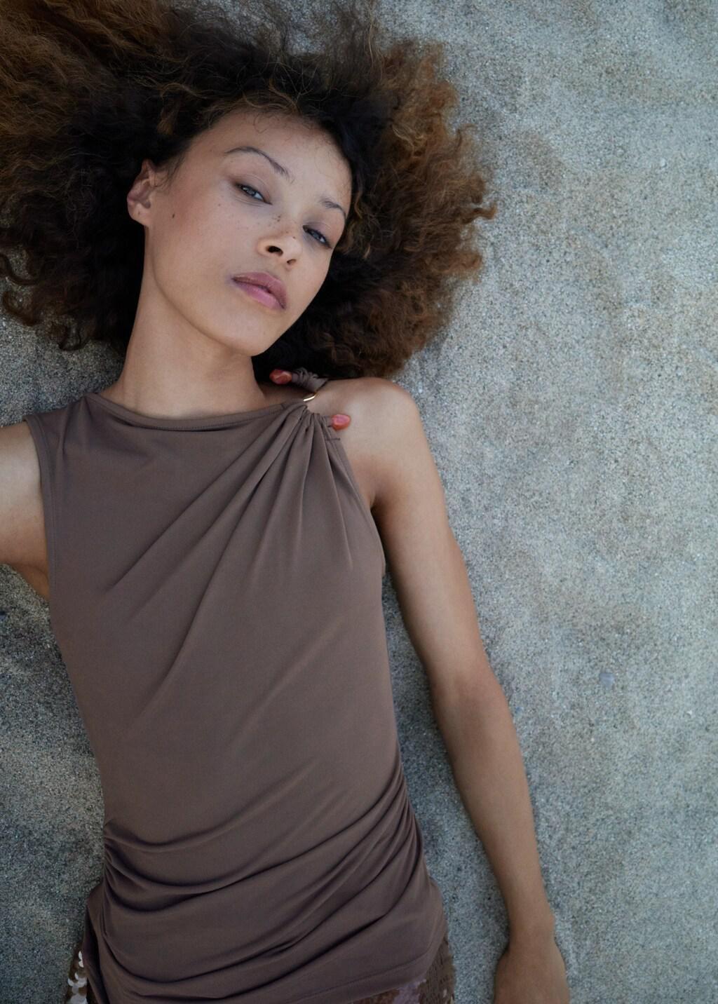 Brown Lurex Knitted Top With Crossed Back, , large image number 11