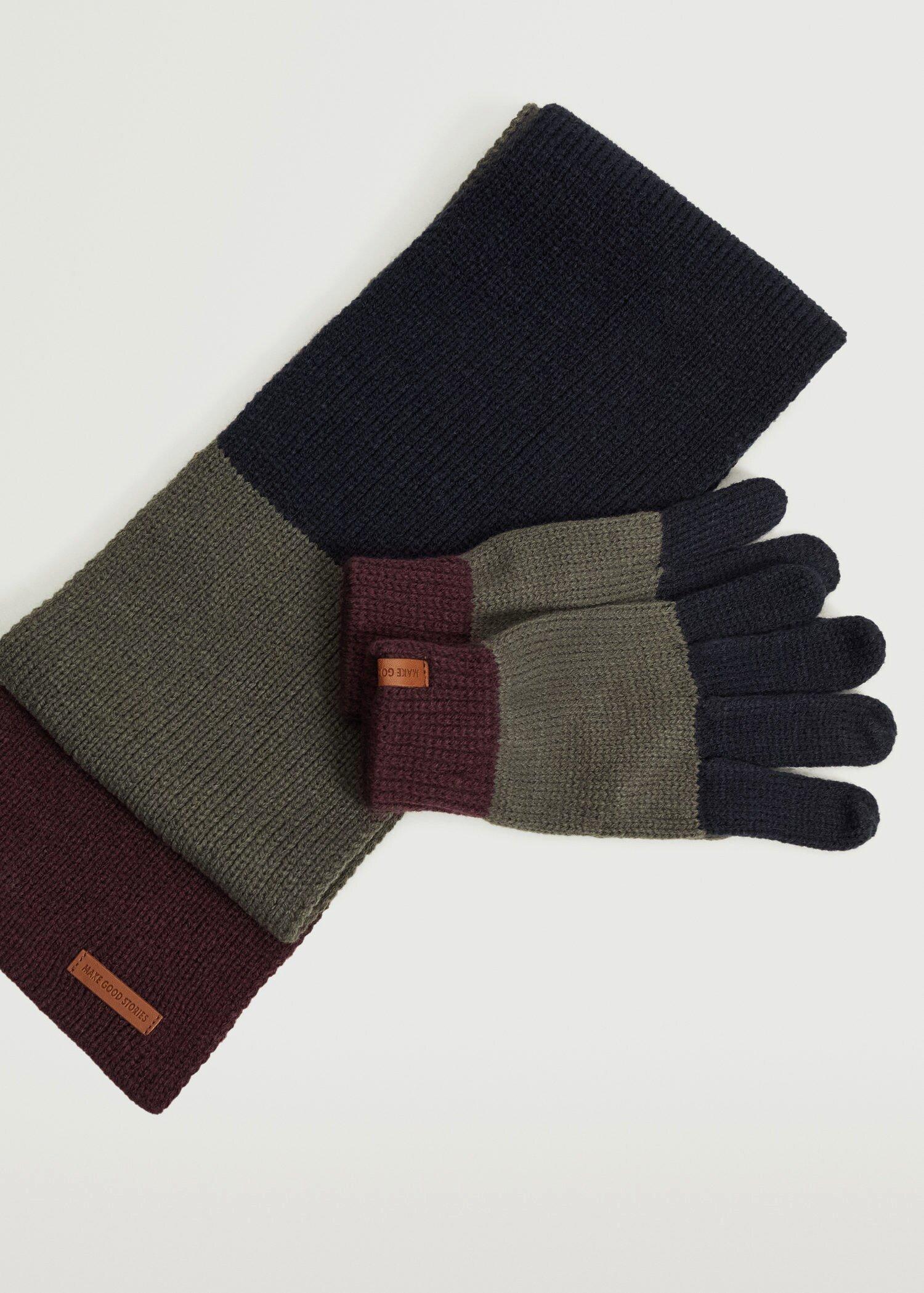 Navy Tricolour Knit Scarf, Kids Boy, , large image number 1