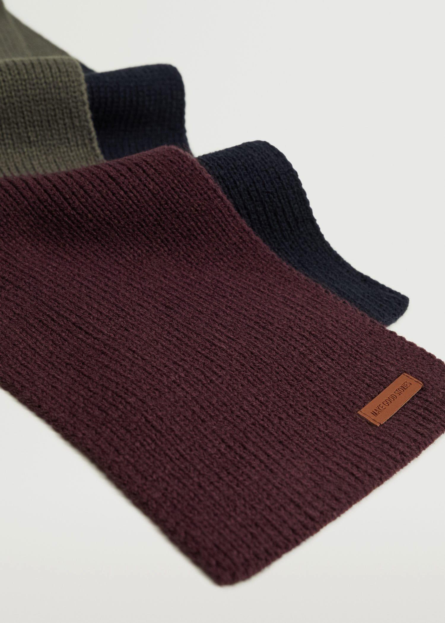 Navy Tricolour Knit Scarf, Kids Boy, , large image number 2