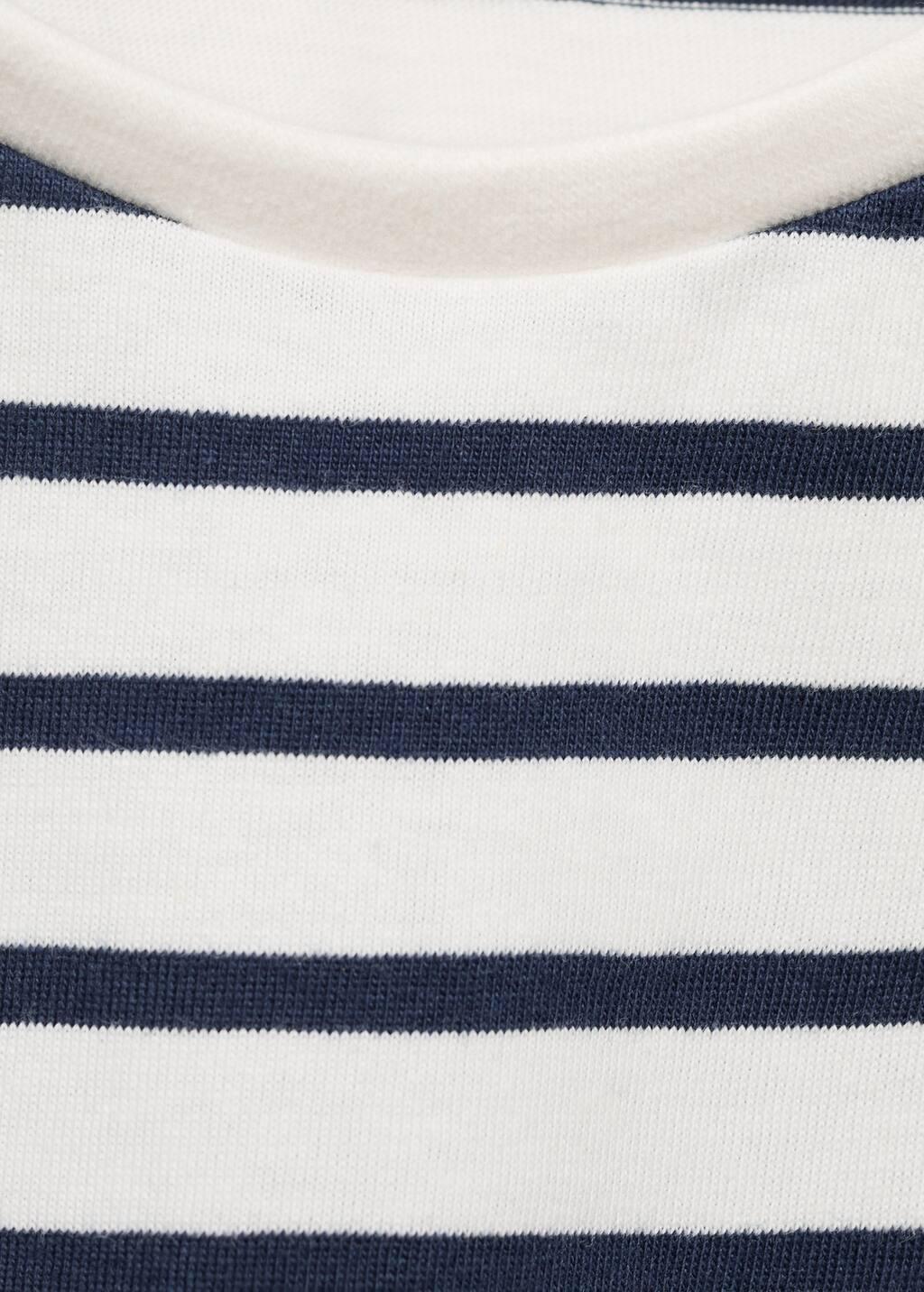 White Striped Short-Sleeved T-Shirt, Kids Girl, , large image number 2