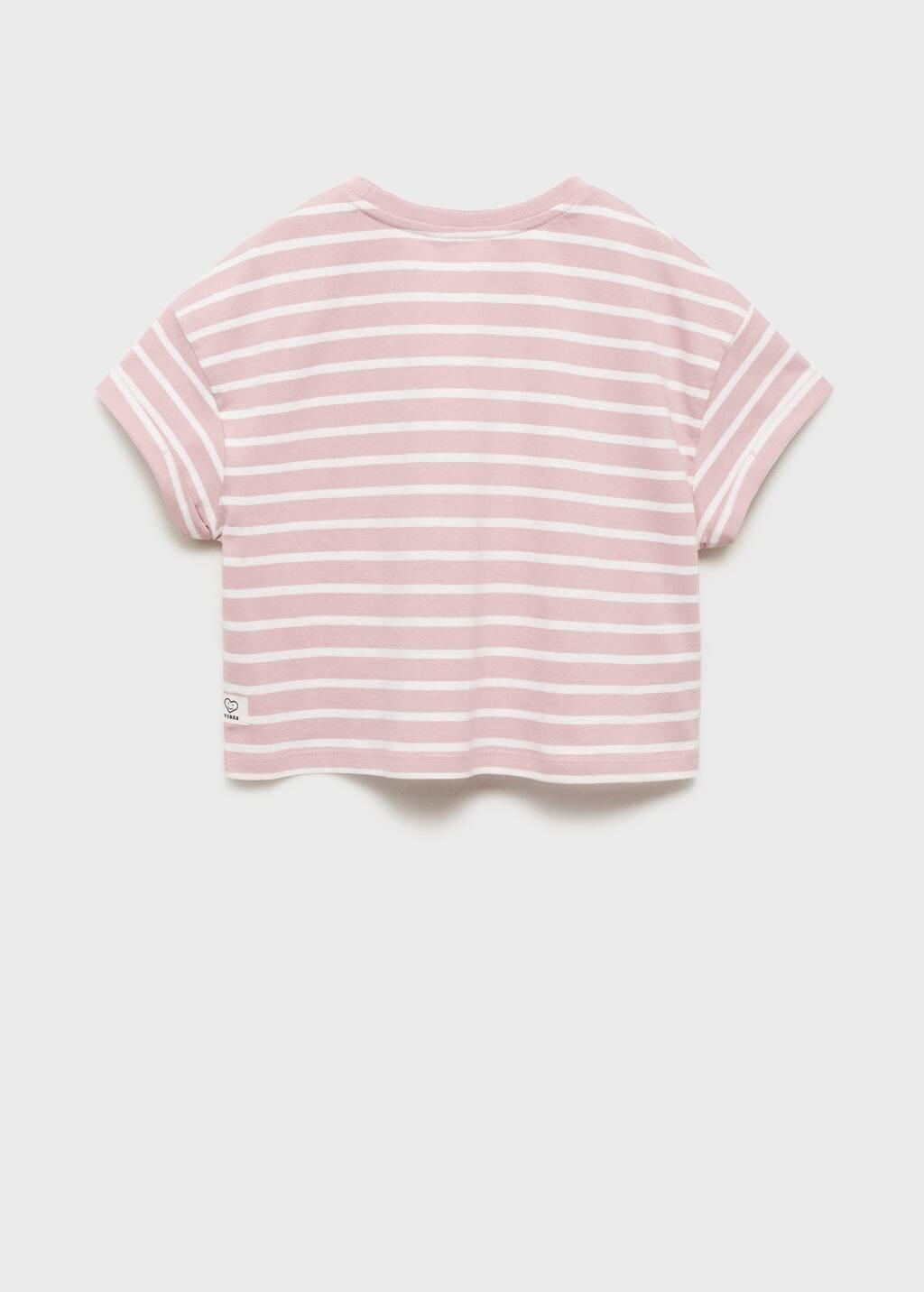 Pink Striped Short-Sleeved T-Shirt, Kids Girl, , large image number 1