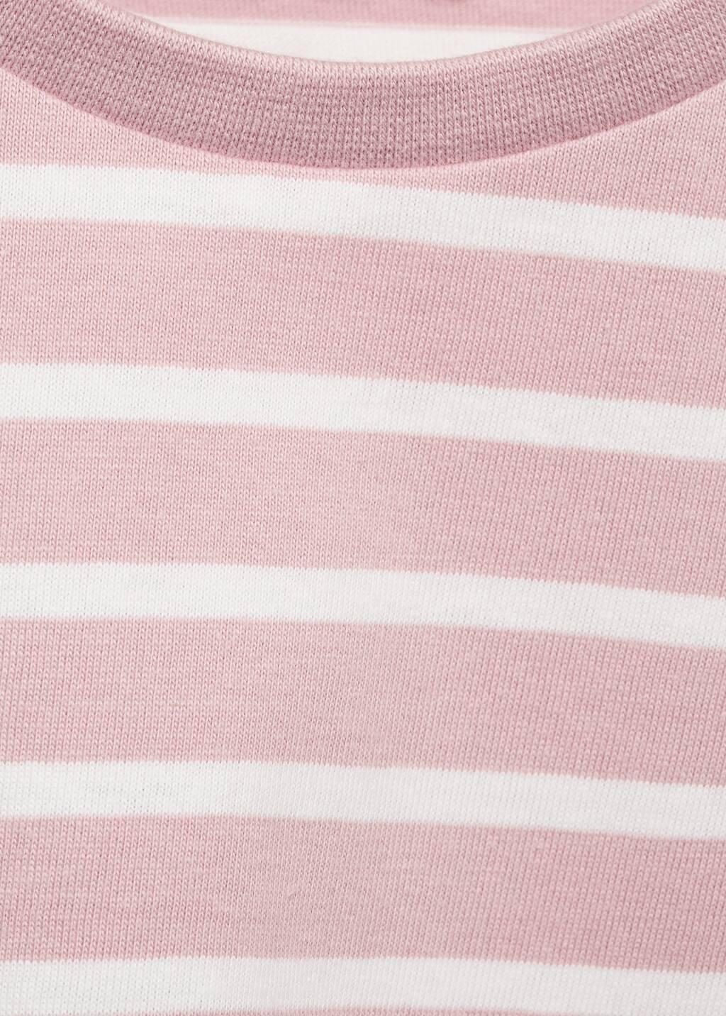 Pink Striped Short-Sleeved T-Shirt, Kids Girl, , large image number 2