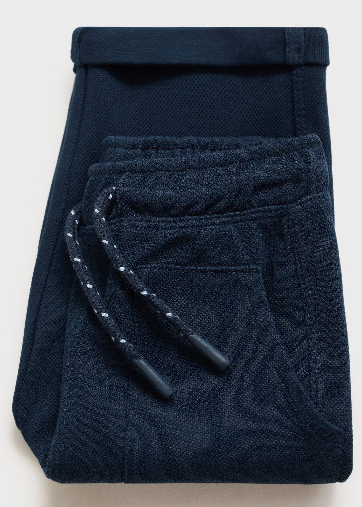 Navy Straight-Fit Cotton Trousers, Baby Boys, Navy, large image number 4