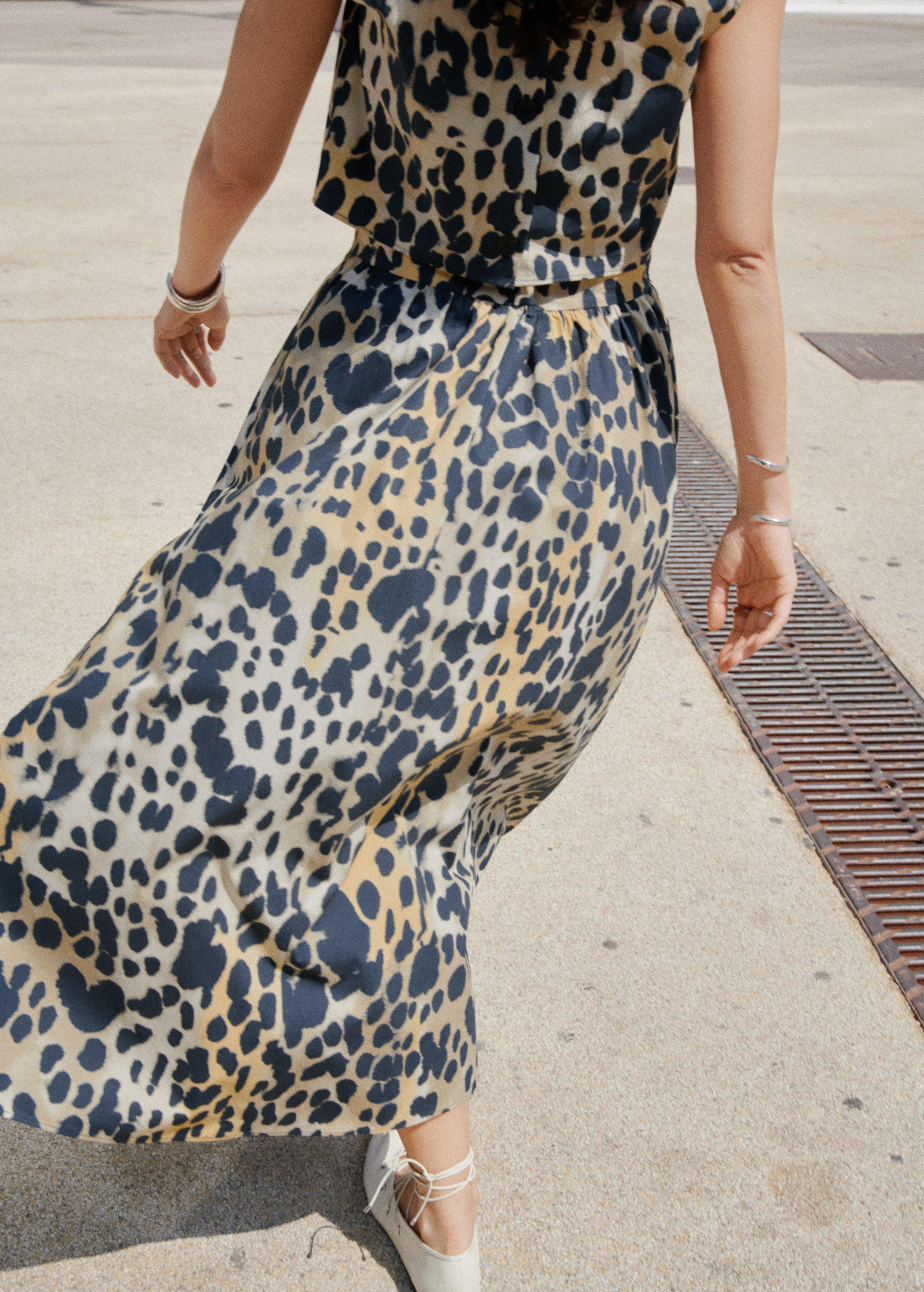 BLACK Animal-print cotton skirt, , large image number 0