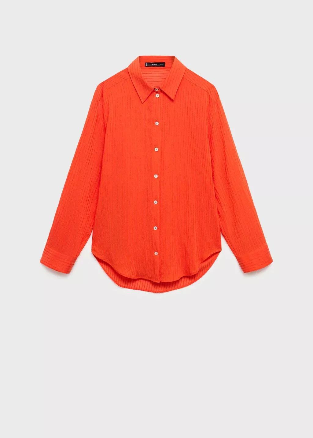 ORANGE Oversized crinkled-effect shirt, Orange, medium