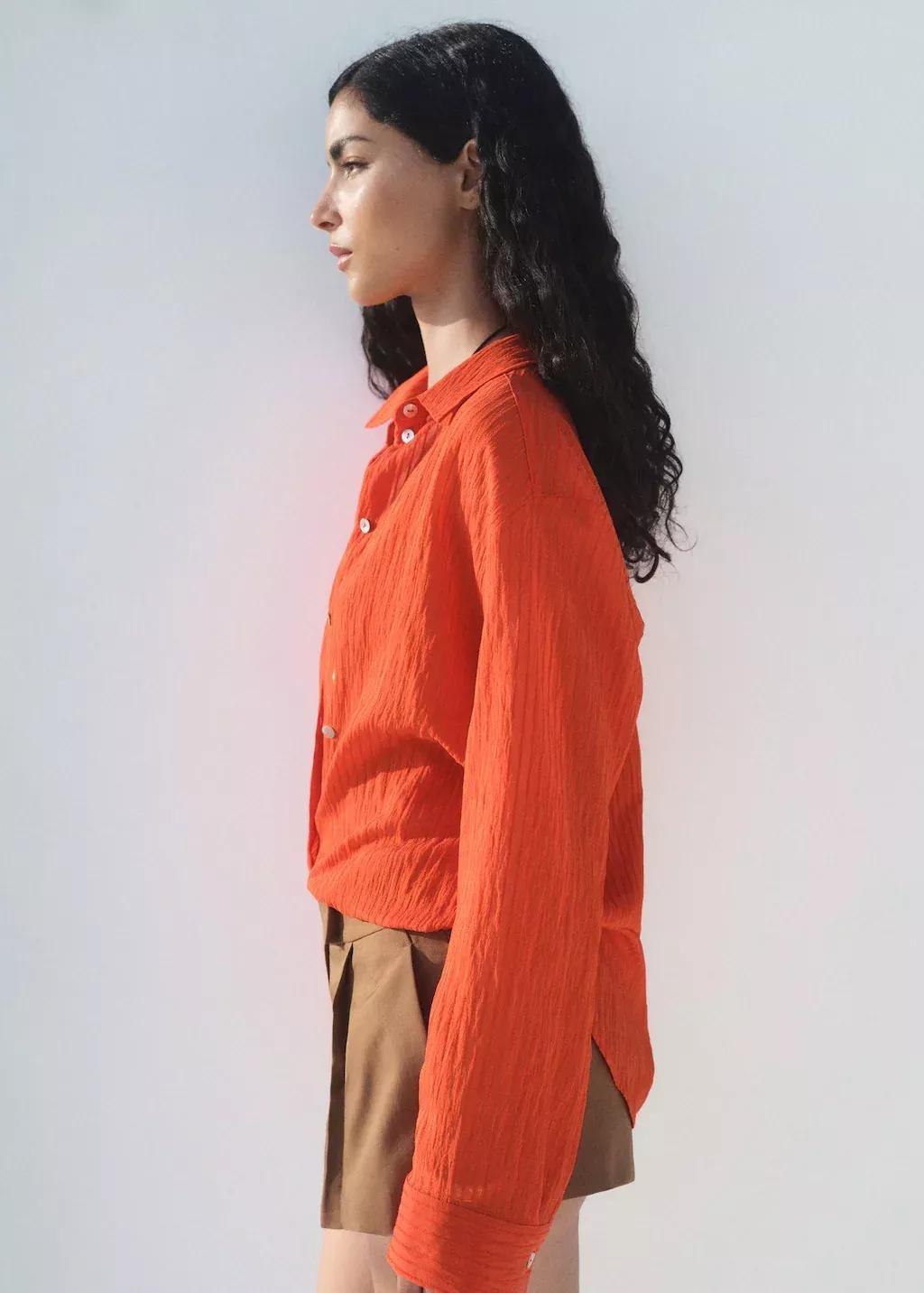 ORANGE Oversized crinkled-effect shirt, Orange, large image number 1