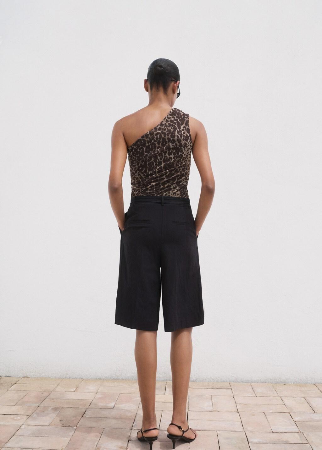Brown Asymmetrical Animal-Print Top, , large image number 5