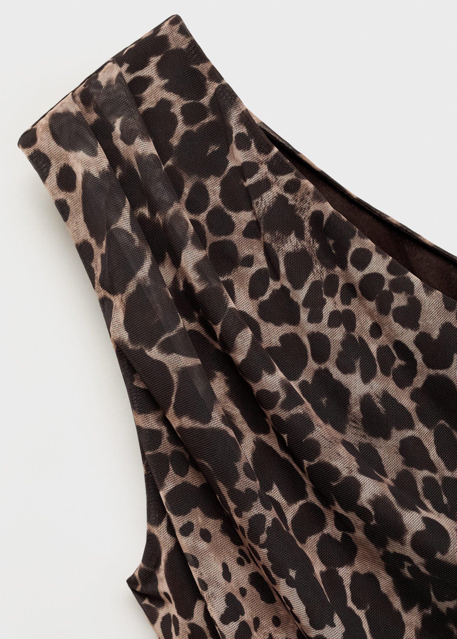 Brown Asymmetrical Animal-Print Top, , large image number 8