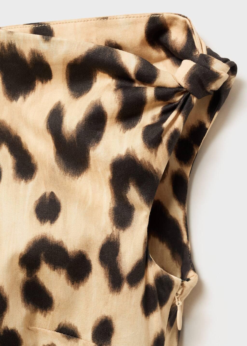 Beige Asymmetrical Leopard Neck Dress, , large image number 5
