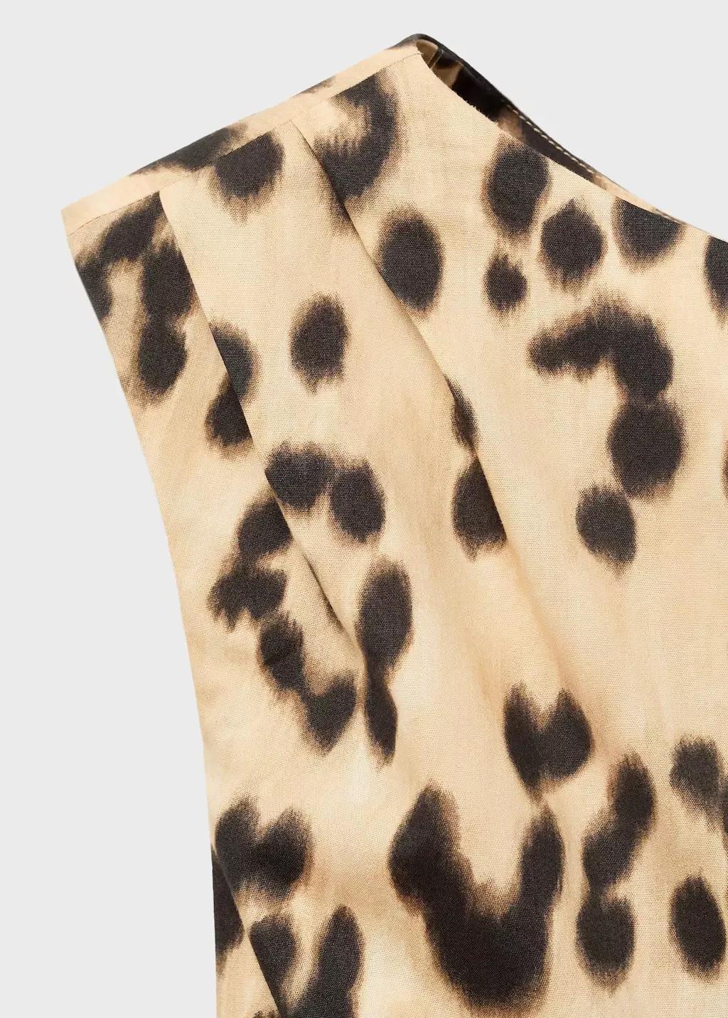 Beige Asymmetrical Leopard Neck Dress, , large image number 9