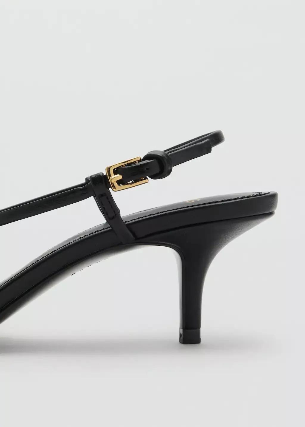 Black Ring Detail Heel Sandals, Black, large image number 2
