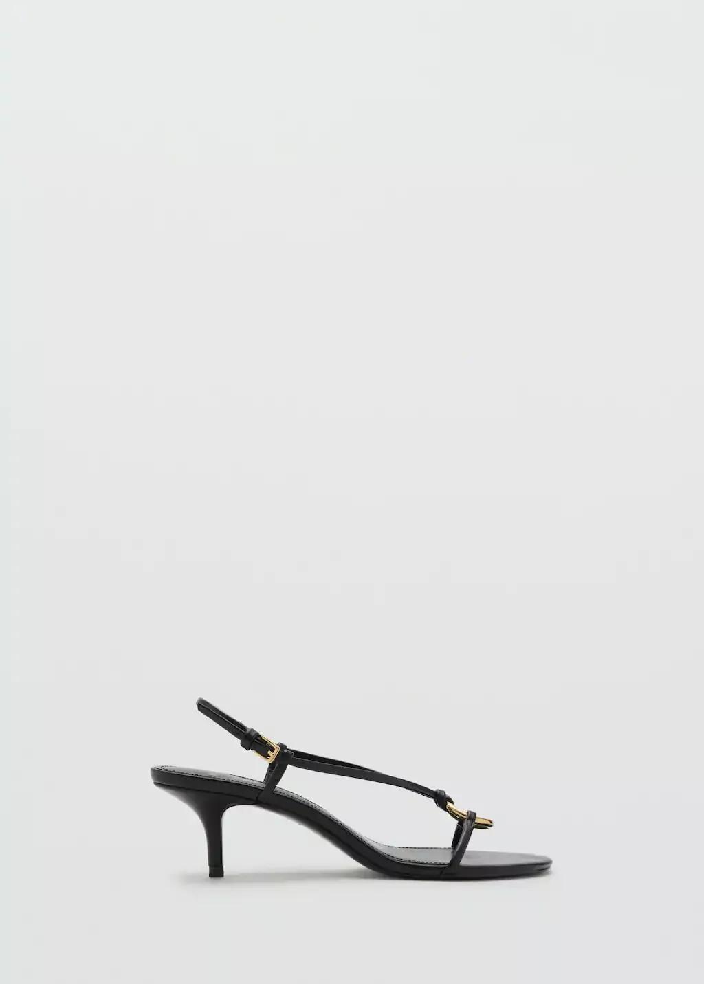 Black Ring Detail Heel Sandals, Black, large image number 3
