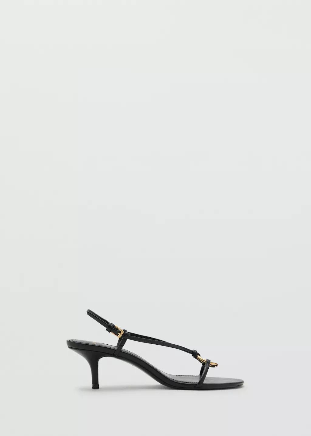 Black Ring Detail Heel Sandals, Black, large image number 5
