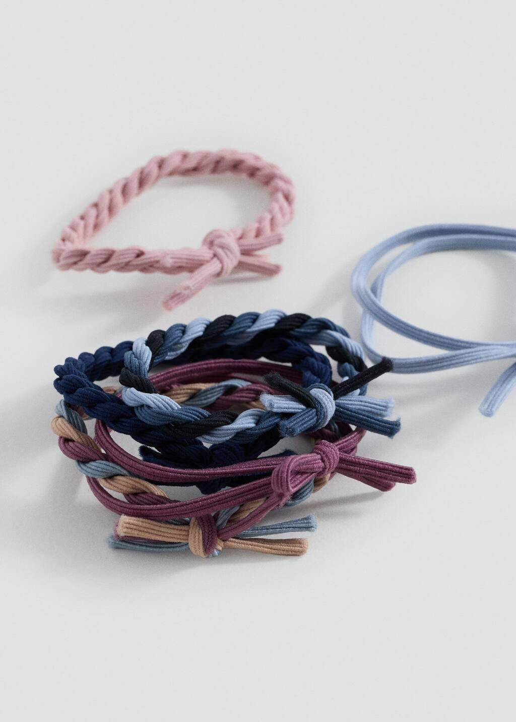 Navy Hair Ties, Set Of 6, Kids Girls, Navy, medium