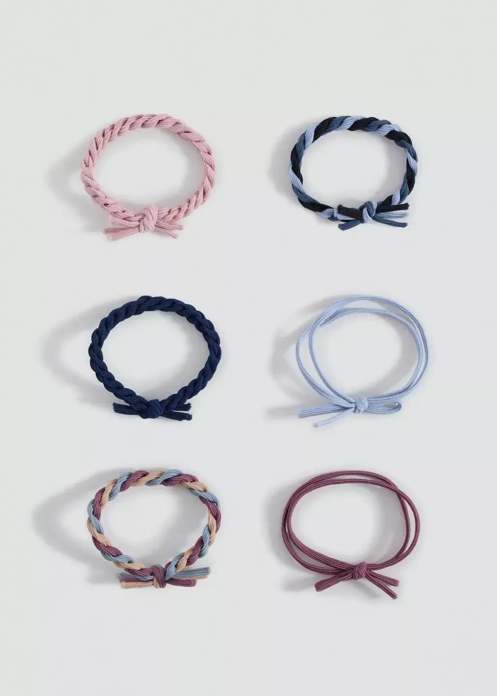 Navy Hair Ties, Set Of 6, Kids Girls, Navy, large image number 1