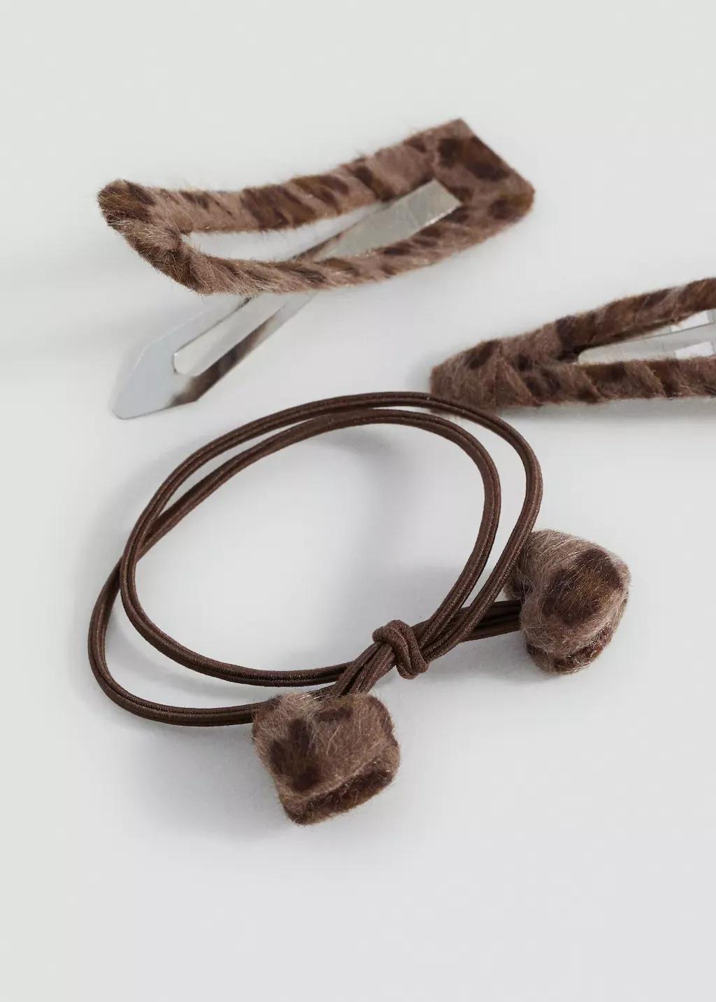 Brown Pack Of Rubber Bands And Clips, Kids Girl, Medium Brown, large image number 0