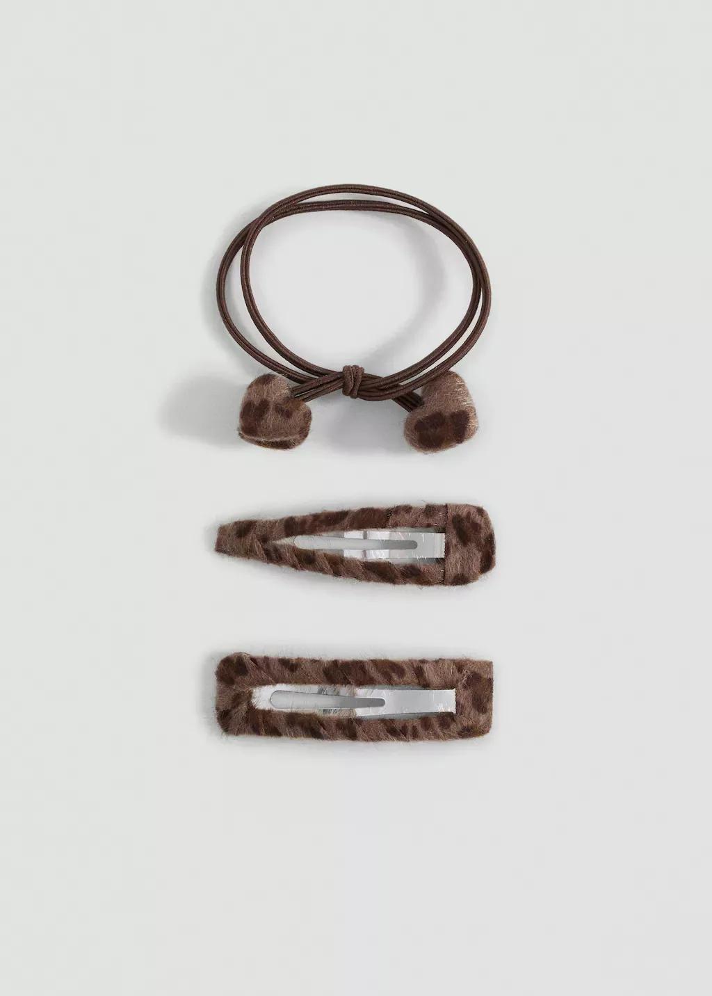 Brown Pack Of Rubber Bands And Clips, Kids Girl, Medium Brown, large image number 1