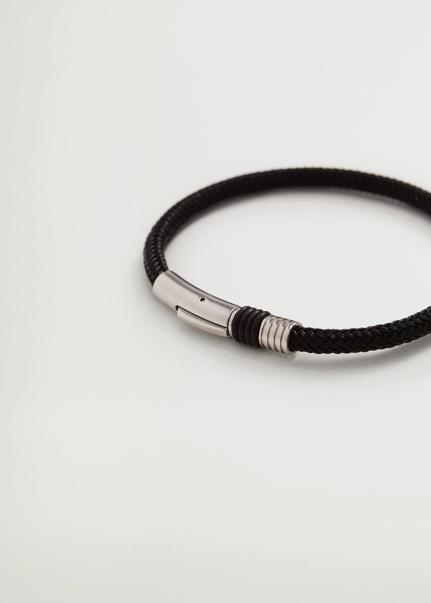 Black Braided Steel Bracelet, Men, , large image number 0
