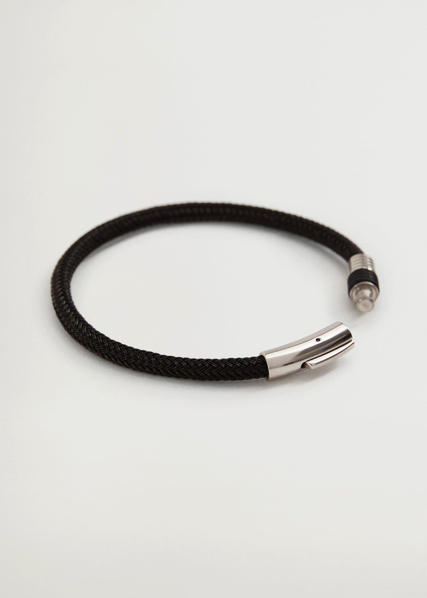 Black Braided Steel Bracelet, Men, , large image number 1