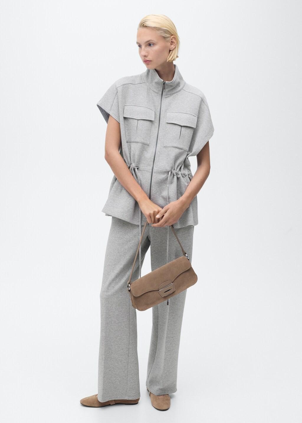 MEDIUM GREY Short-sleeved jacket with adjustable waistband, , medium