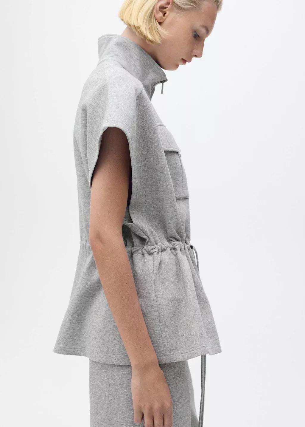 MEDIUM GREY Short-sleeved jacket with adjustable waistband, Medium Grey, medium