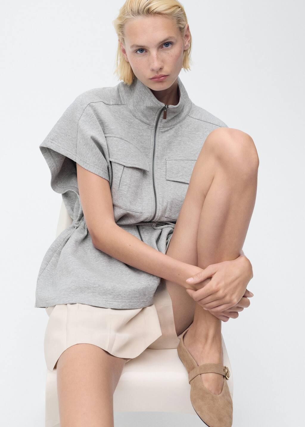 MEDIUM GREY Short-sleeved jacket with adjustable waistband, Medium Grey, large image number 2