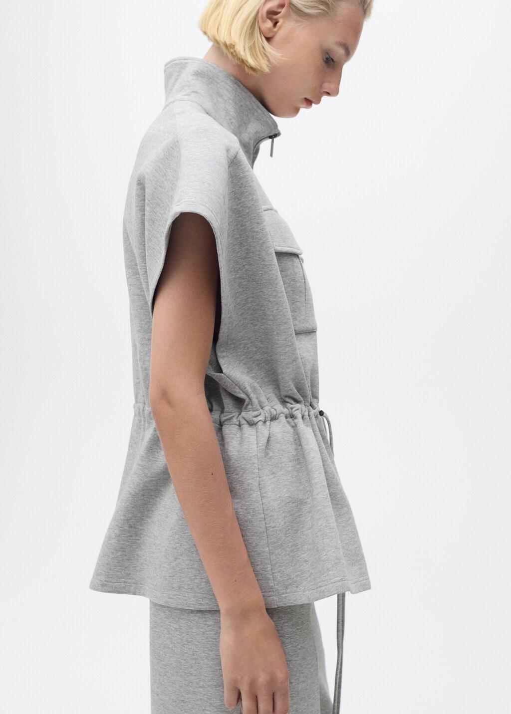 MEDIUM GREY Short-sleeved jacket with adjustable waistband, , large image number 3