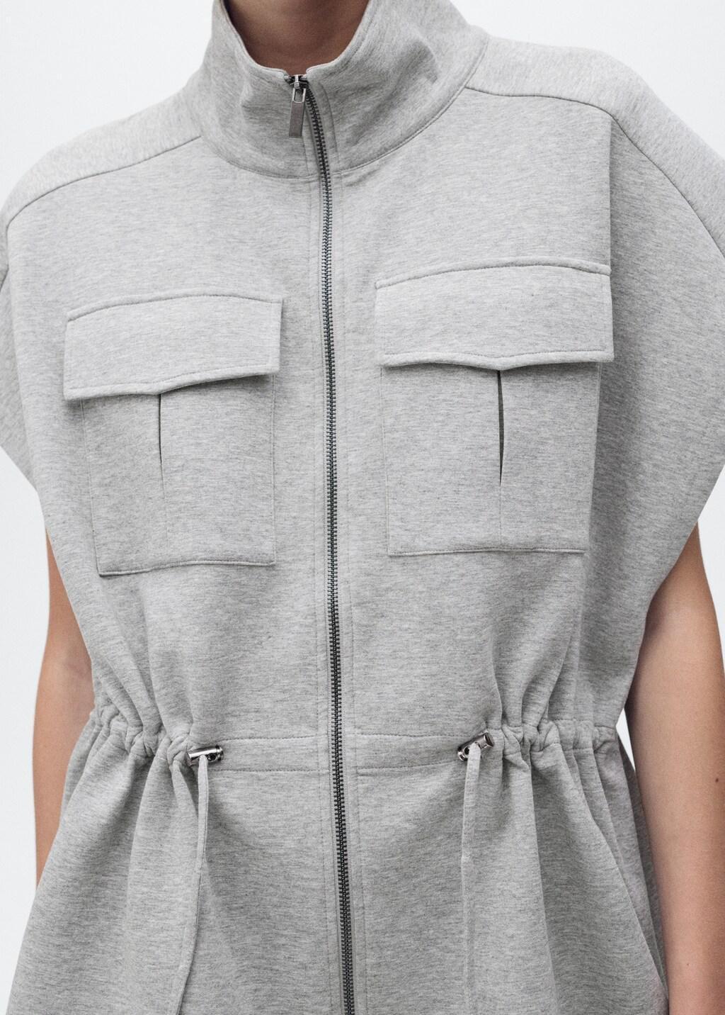 MEDIUM GREY Short-sleeved jacket with adjustable waistband, , large image number 6