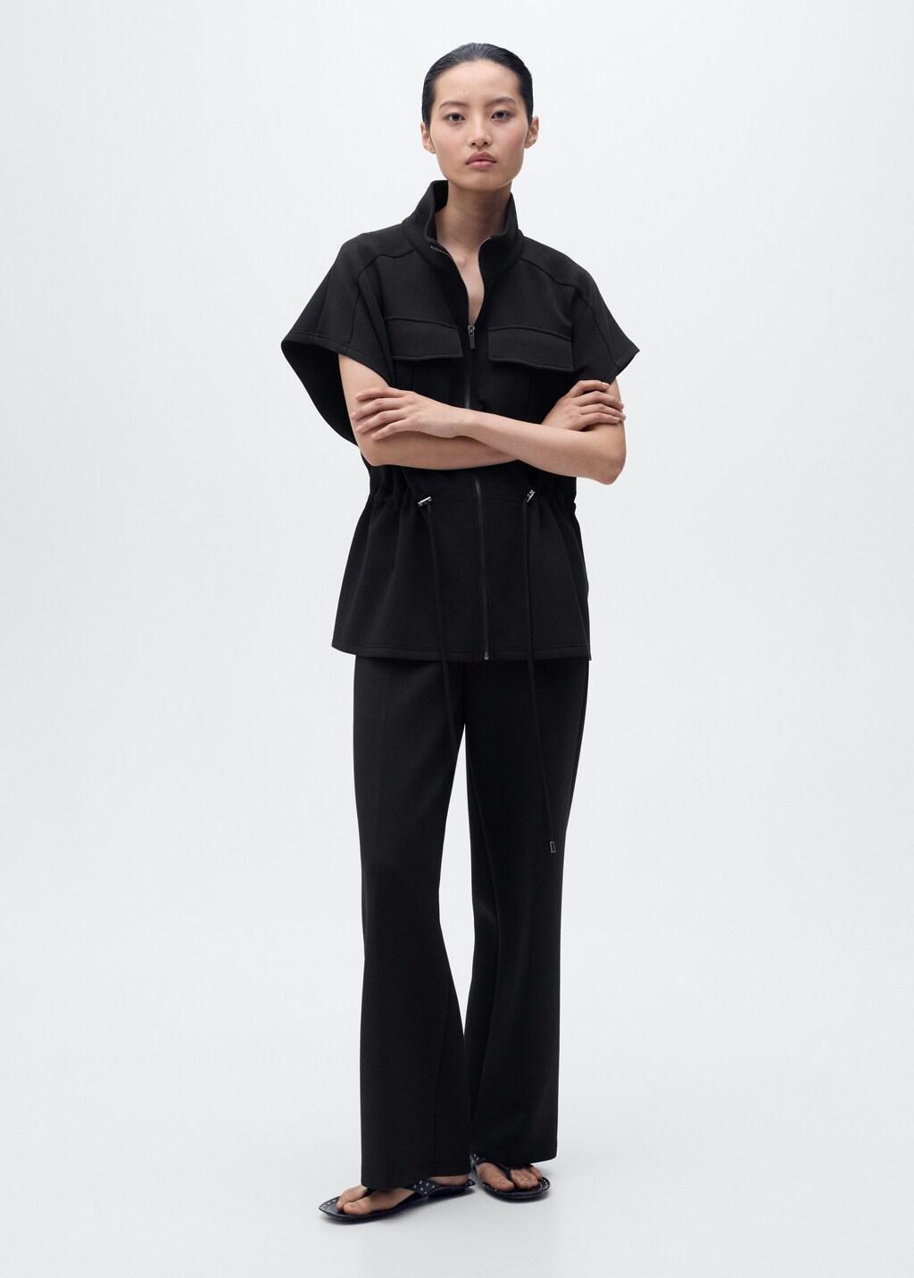 BLACK Short-sleeved jacket with adjustable waistband, , medium