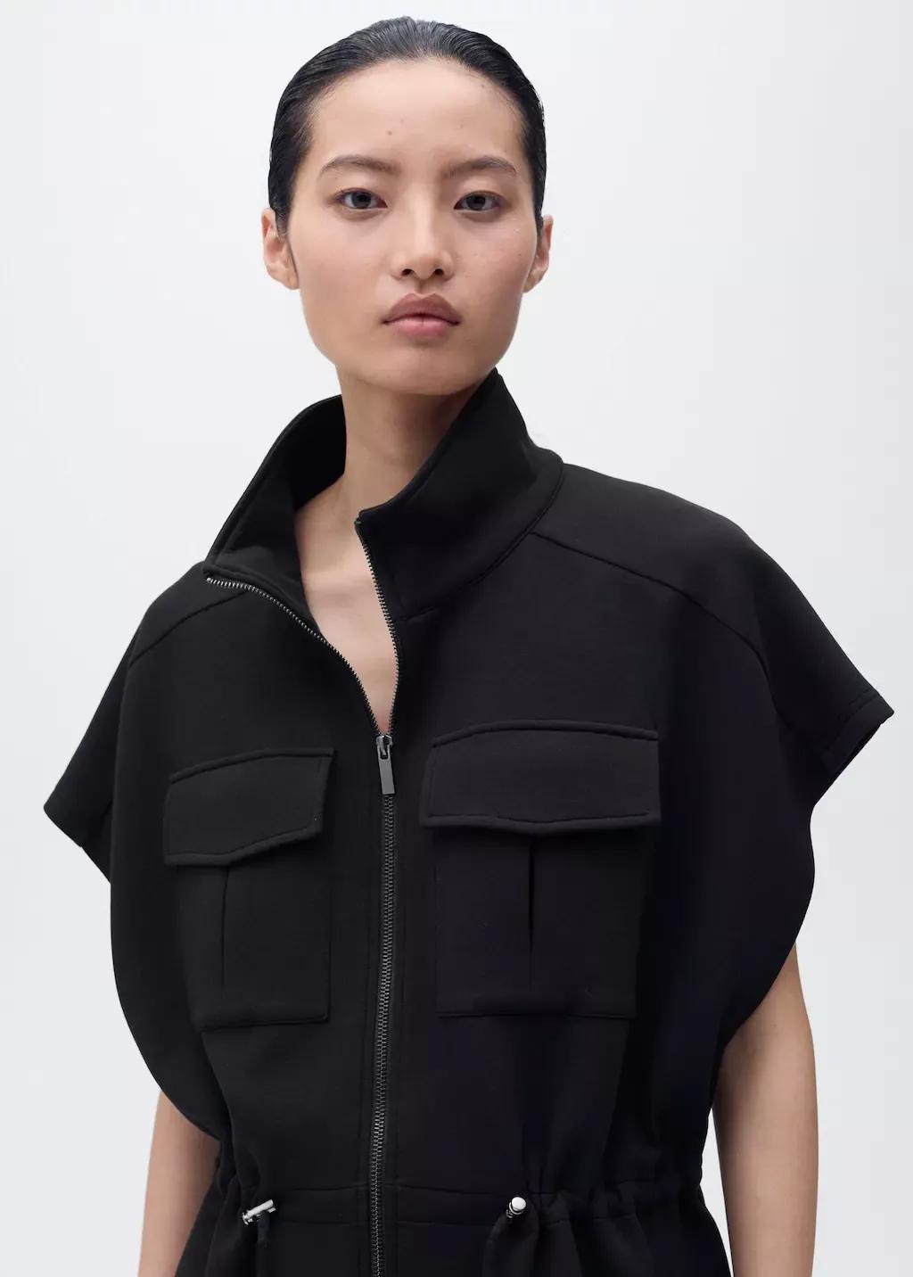 BLACK Short-sleeved jacket with adjustable waistband, Black, medium