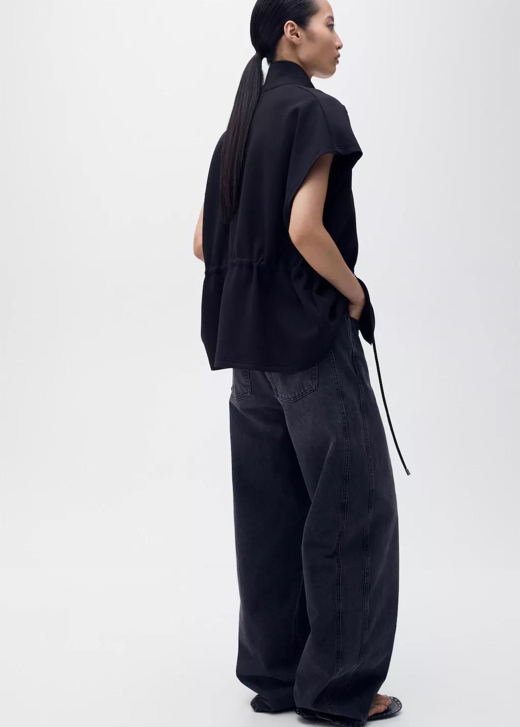 BLACK Short-sleeved jacket with adjustable waistband, , large image number 2