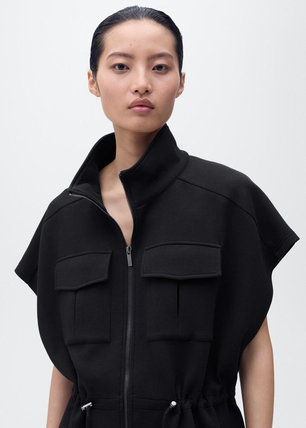 BLACK Short-sleeved jacket with adjustable waistband, , large image number 3