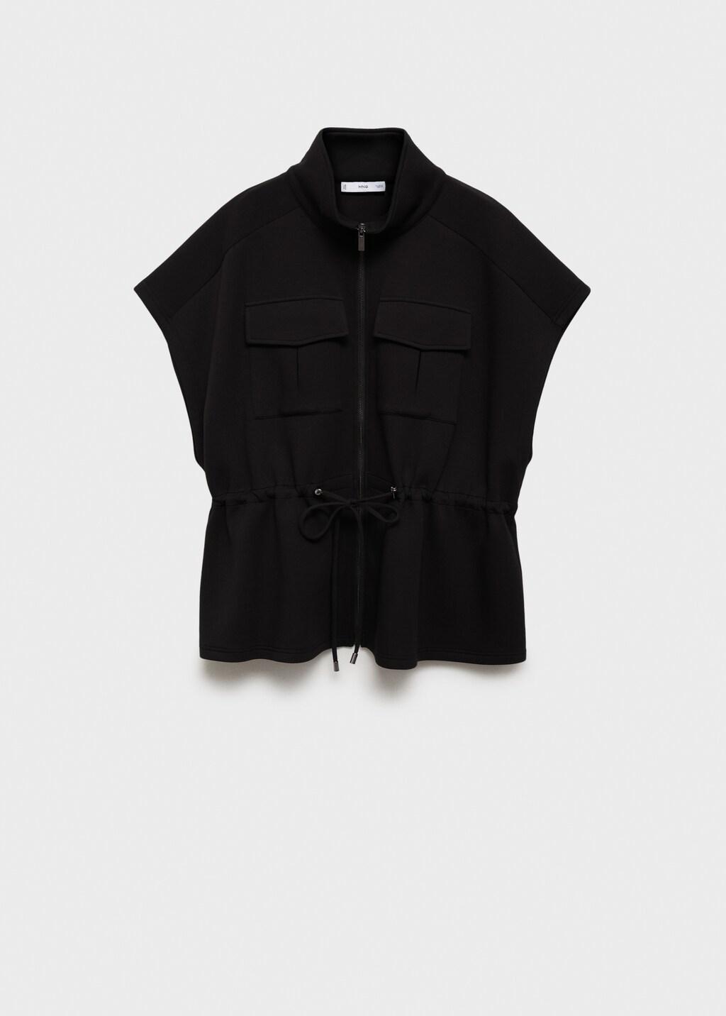 BLACK Short-sleeved jacket with adjustable waistband, Black, large image number 3