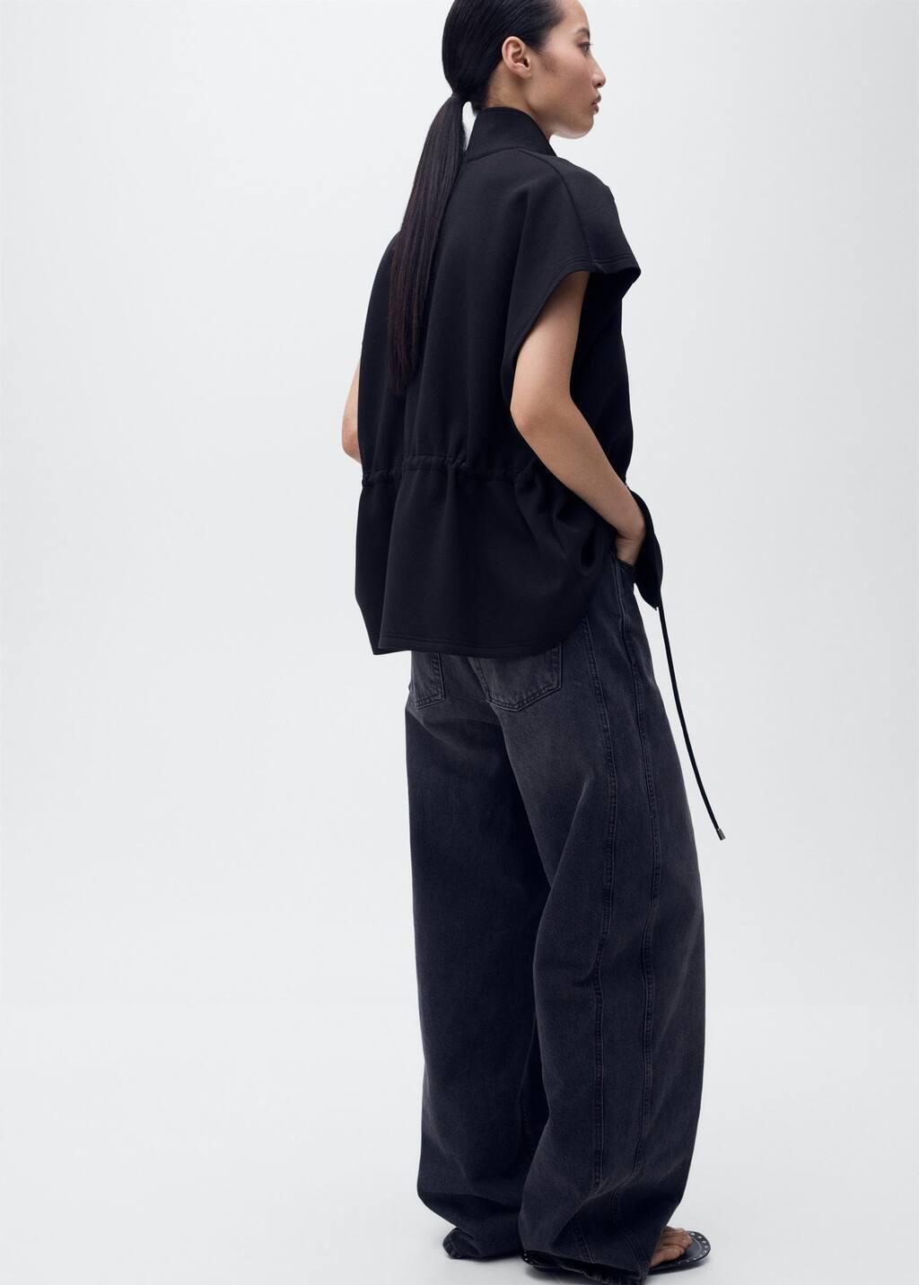 BLACK Short-sleeved jacket with adjustable waistband, Black, large image number 5