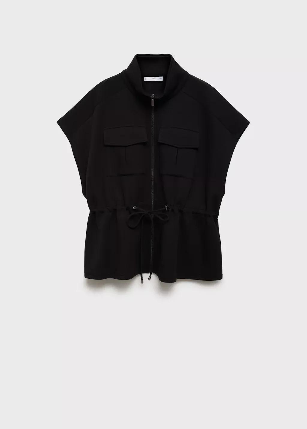 BLACK Short-sleeved jacket with adjustable waistband, , large image number 6