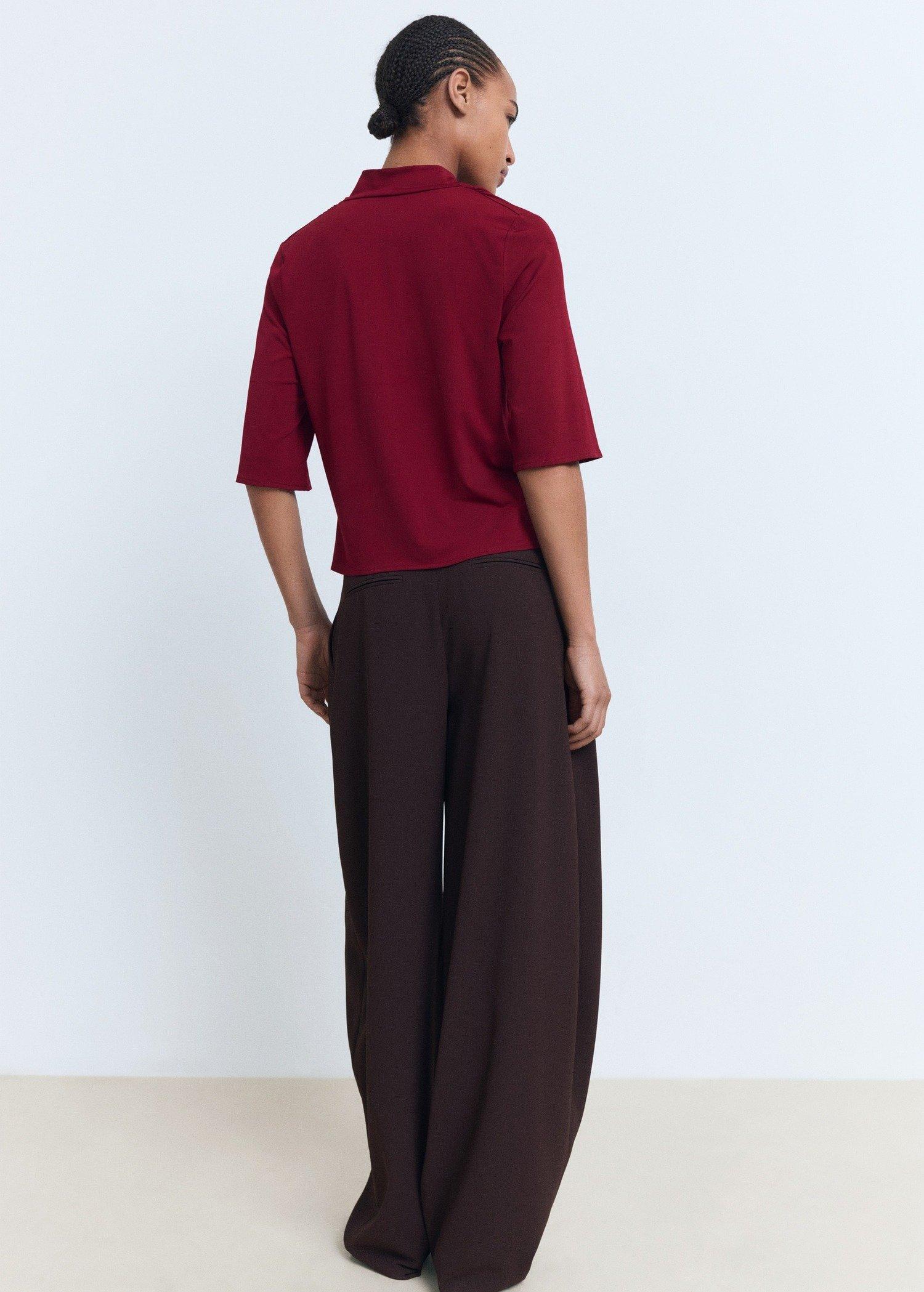 Red Draped Neck Top, Dark Red, large image number 4